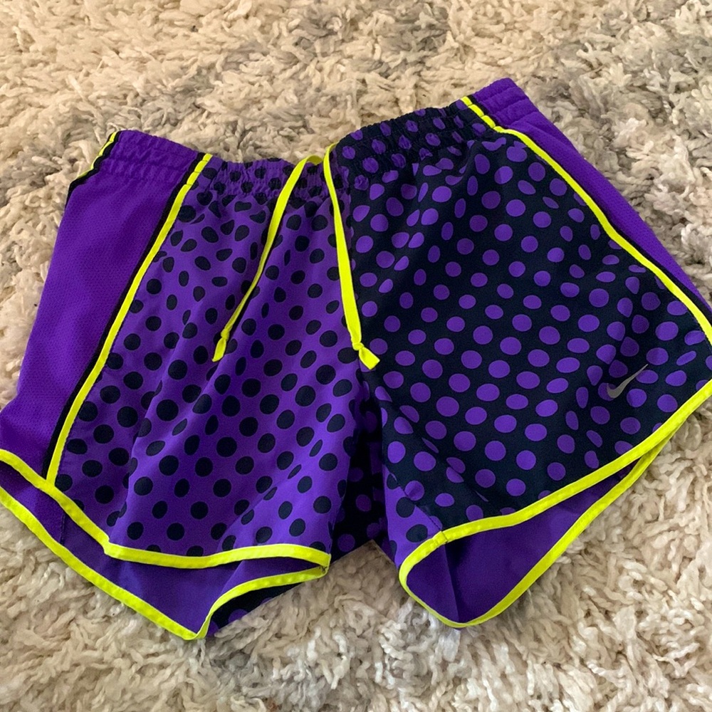 Polka dotted patterned NIKE athletic shorts